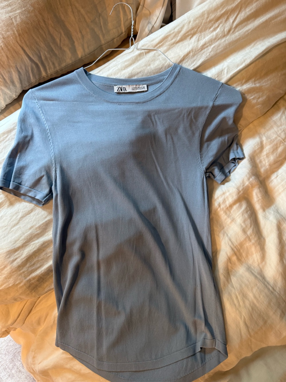 Zara Light Blue Crew Neck Short Sleeve Tee